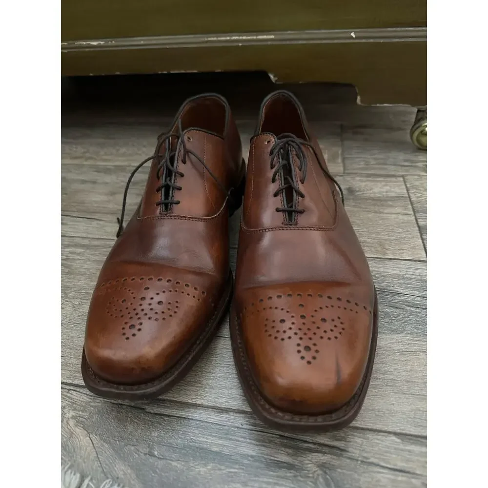 Allen Edmonds Dryden Brown Perforated Cap Toe Brogue Oxfords Dress Shoes Size 11